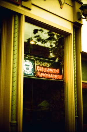 Neon sign in window